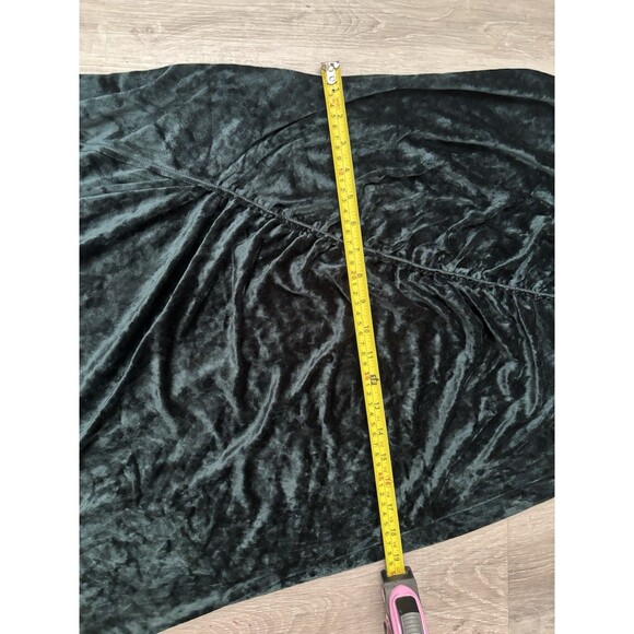 Crushed Forest Green Velour Asymmetric Ruched Draped Whimsigoth Maxi Skirt Sz L - Picture 6 of 10